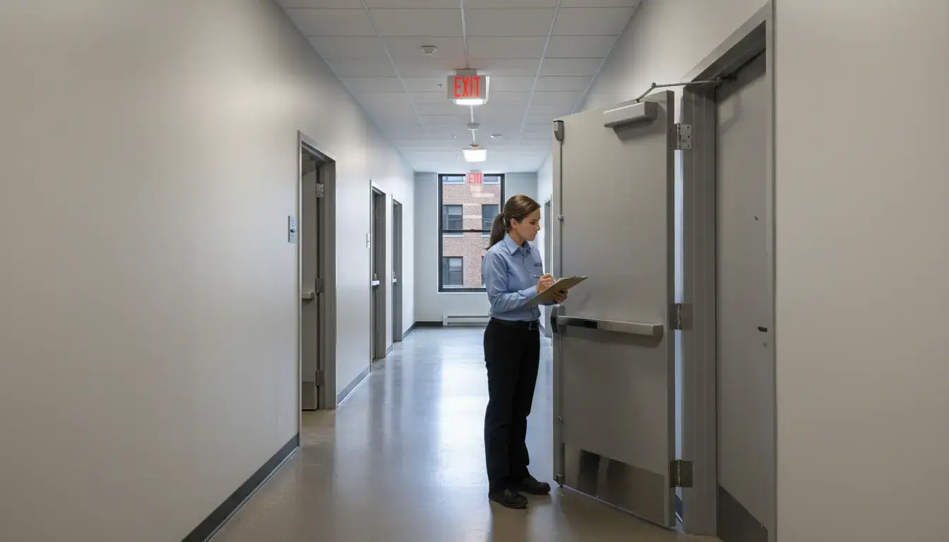 Commercial steel door replacement in New York City building entrance