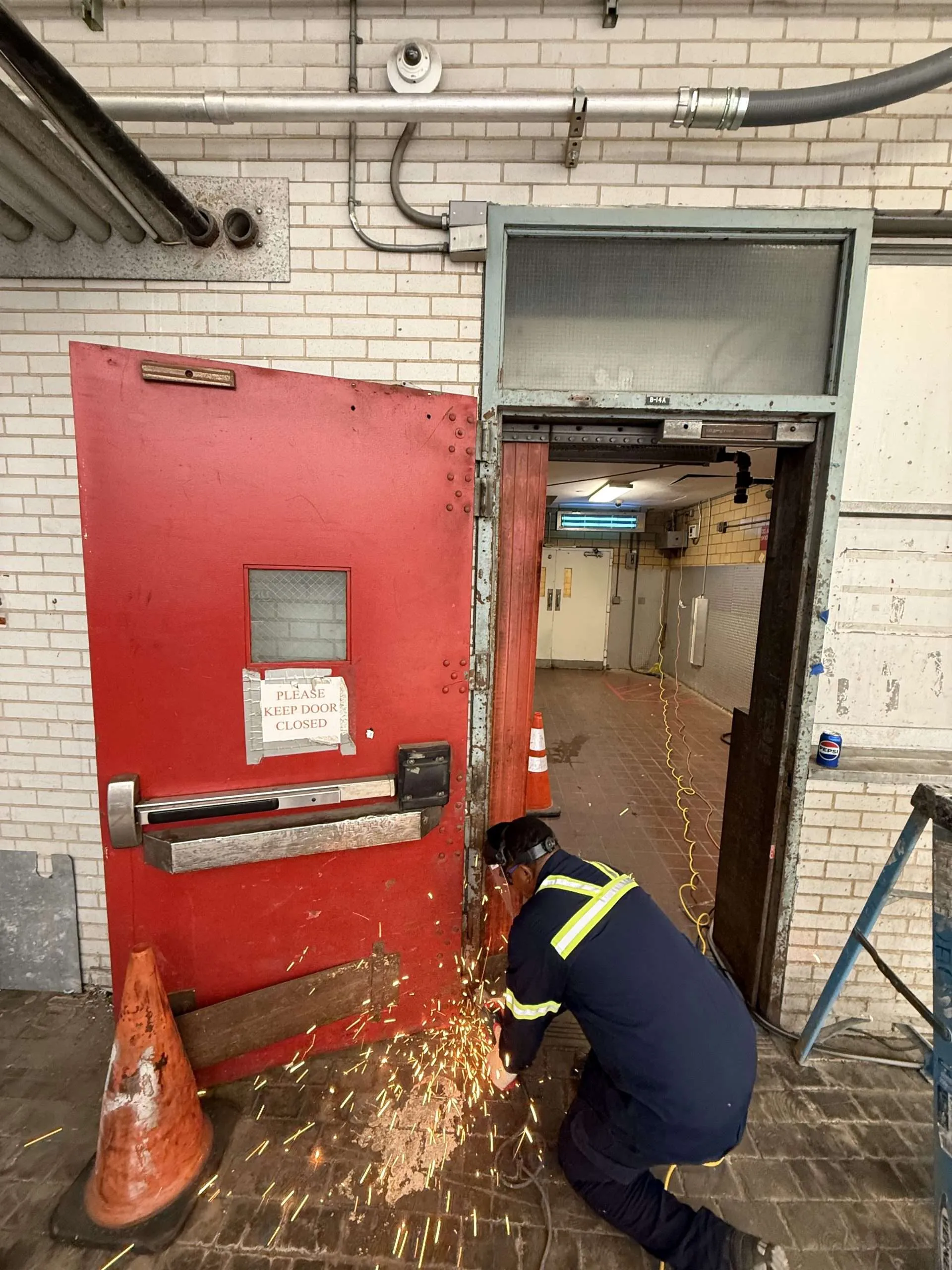 Steel door fabrication in progress at Universal Fireproof Door Brooklyn factory